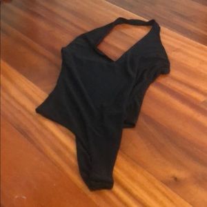 Black halter bodysuit